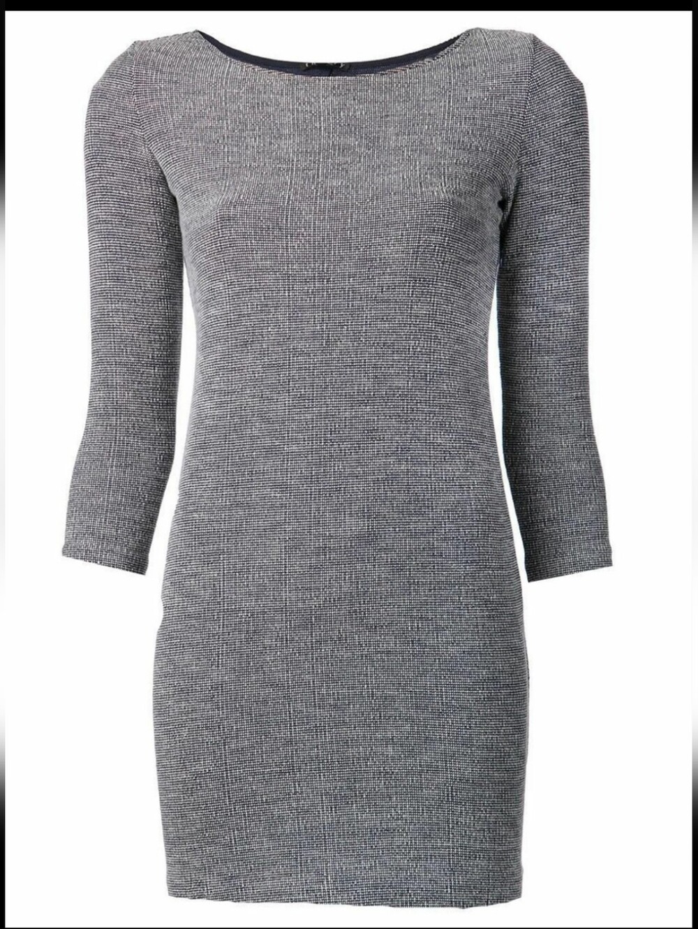 Theory Gray Mini Sheath Dress, 3/4 Sleeves, Size 0